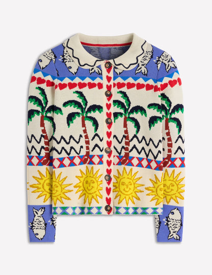 Jacquard Knitted Shacket-Warm Ivory, Novelty