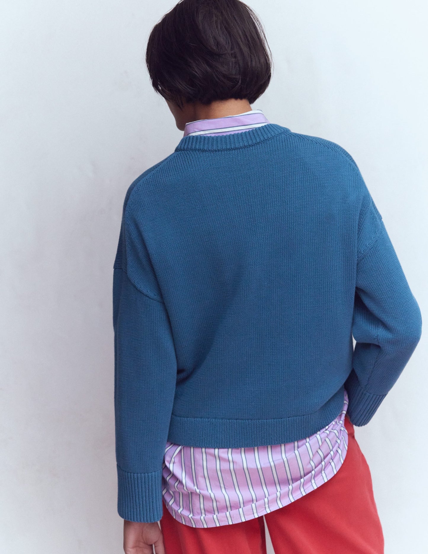 Lucy Relaxed Cotton Sweater-Denim Blue