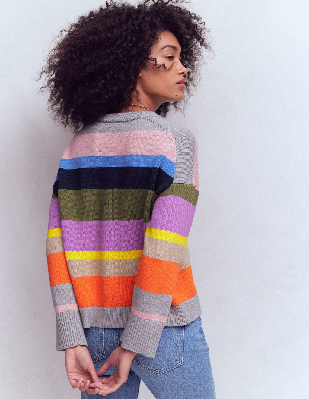 Lucy Relaxed Cotton Sweater-Mutli, Rainbow