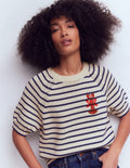 Margot Puff Sleeve T-Shirt-Ivory/ Navy Lobster