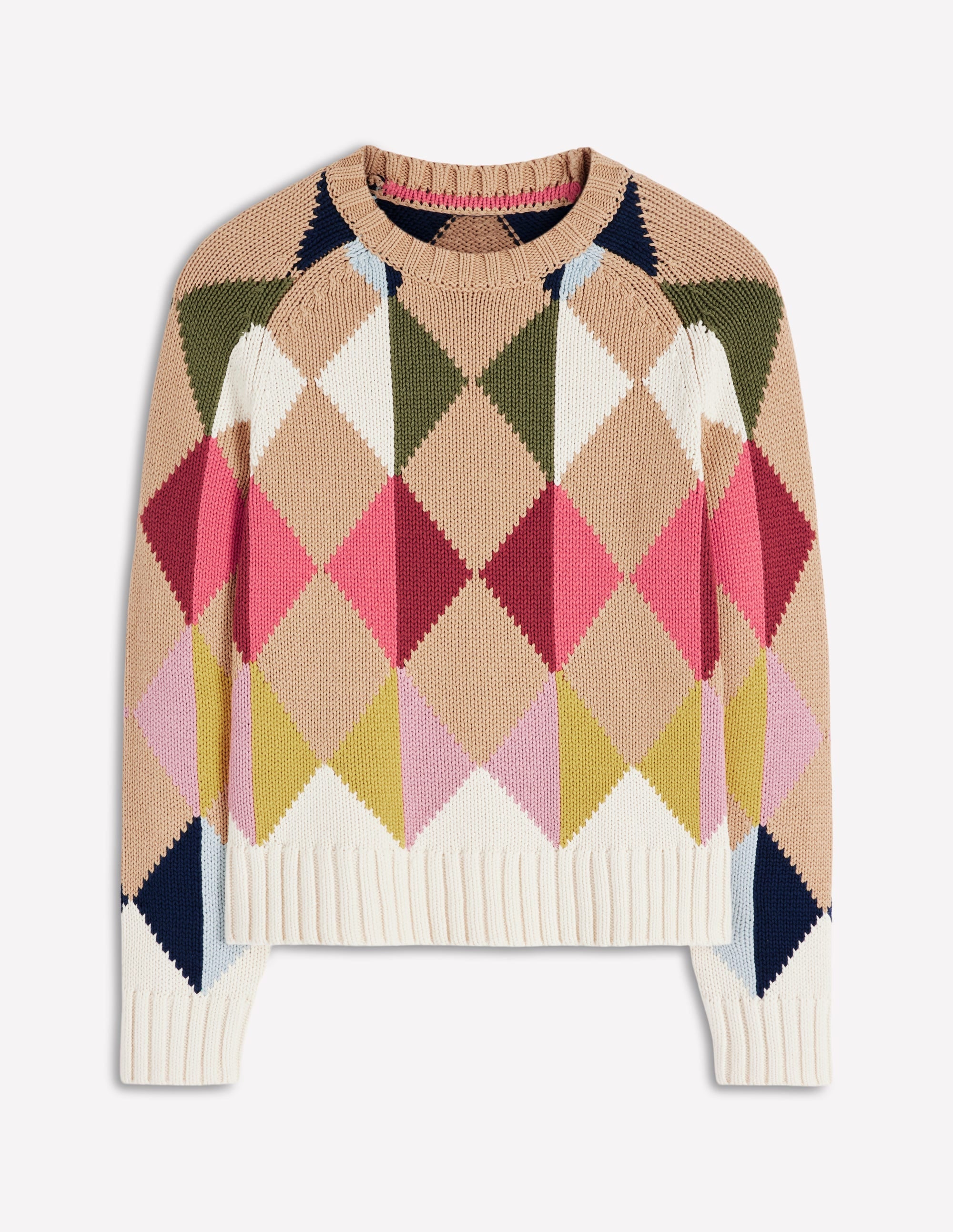 Camilla Cotton Argyle Sweater-Multi Argyle