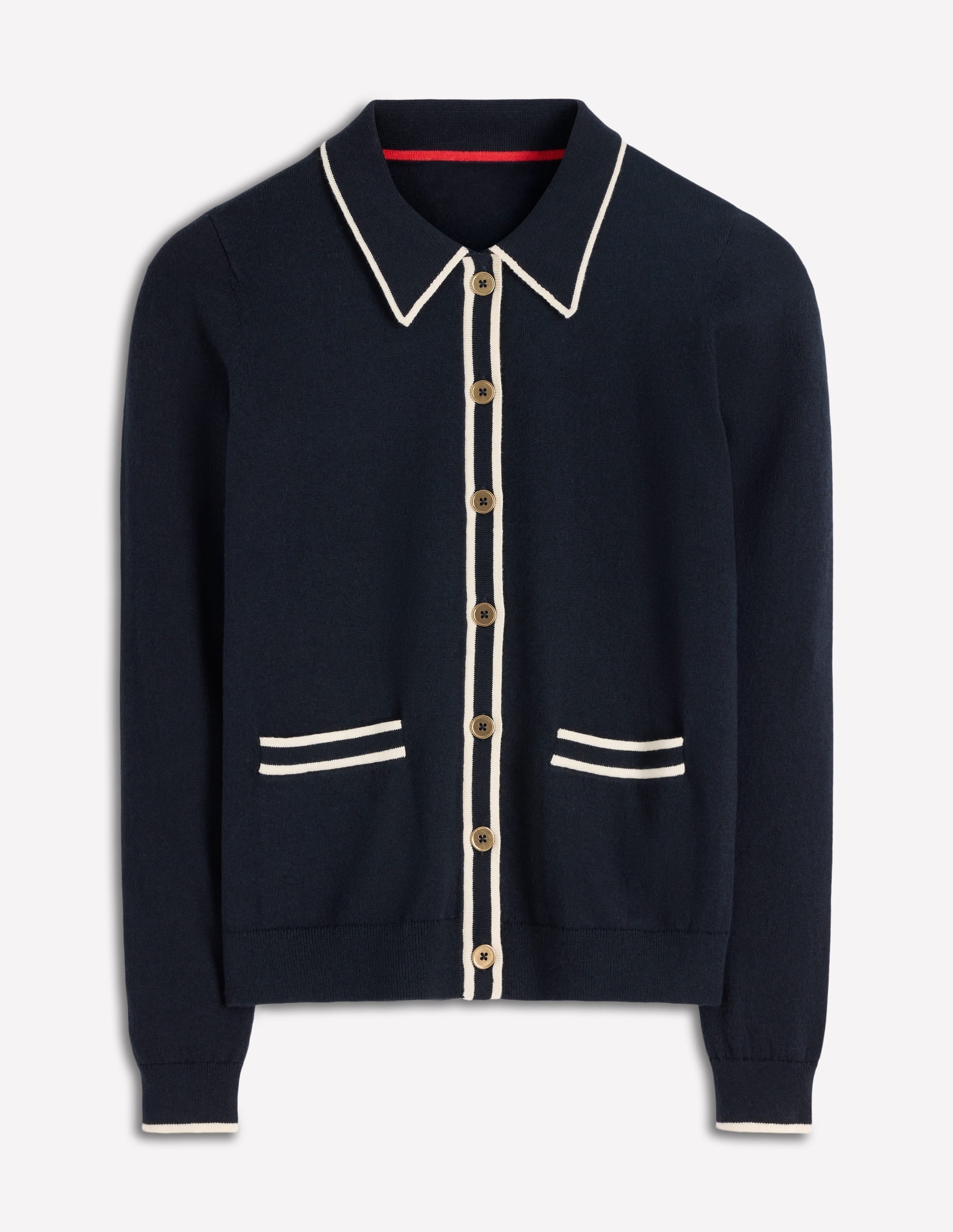 Liz Knitted Collared Cardigan-Navy