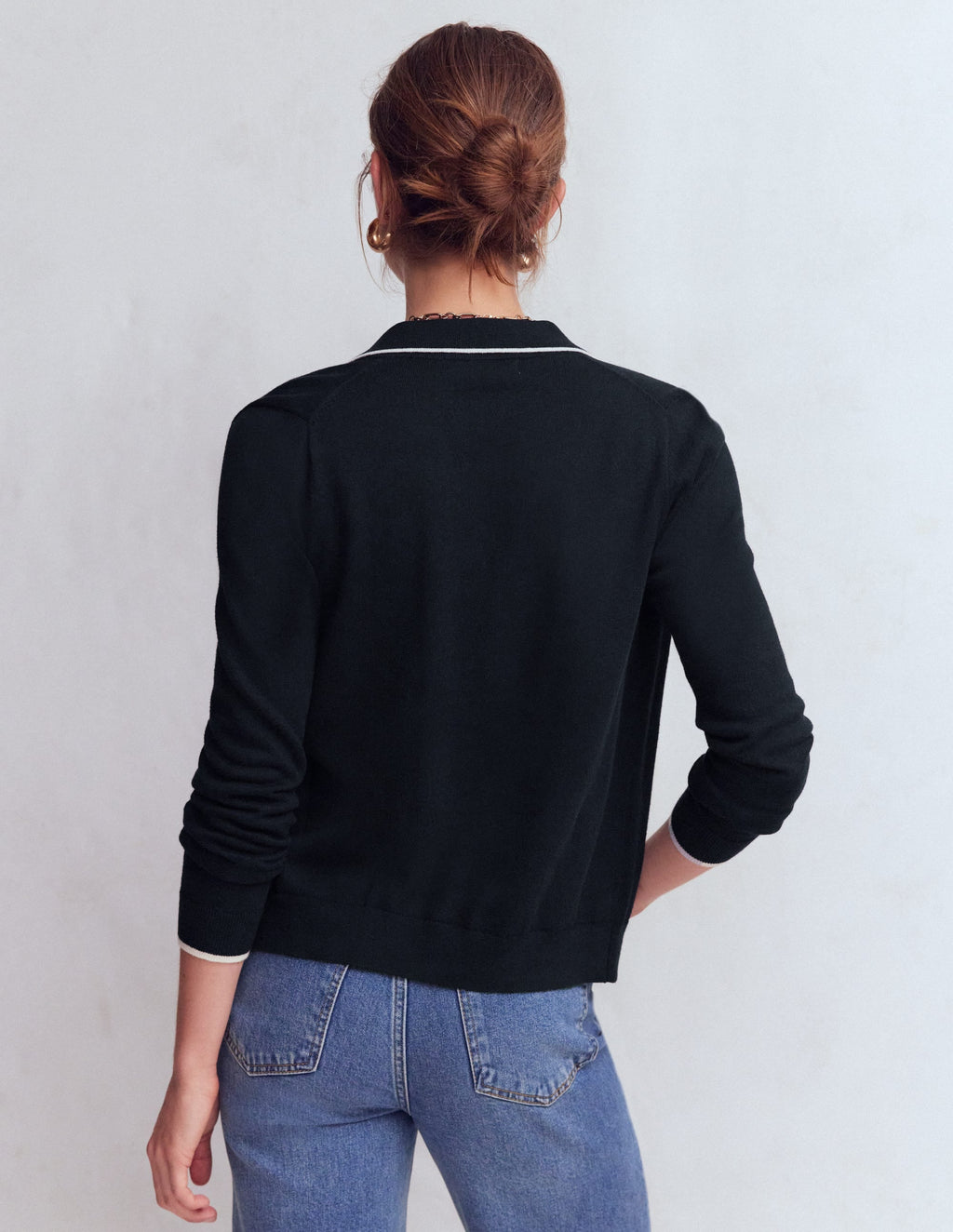Liz Knitted Collared Cardigan-Navy