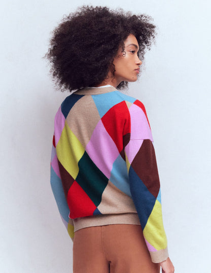 Anastasia Cashmere Sweater-Multi Harlequin Jumper