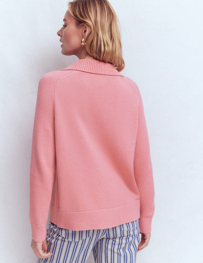 Cotton Henley Sweater-Dusty Rose