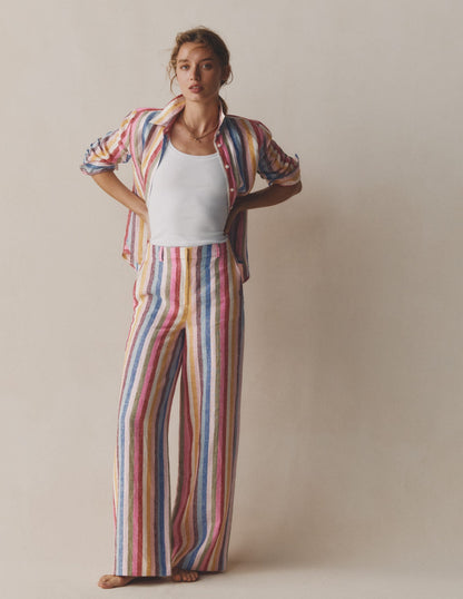 Belgravia Linen Pants-Multi Stripe
