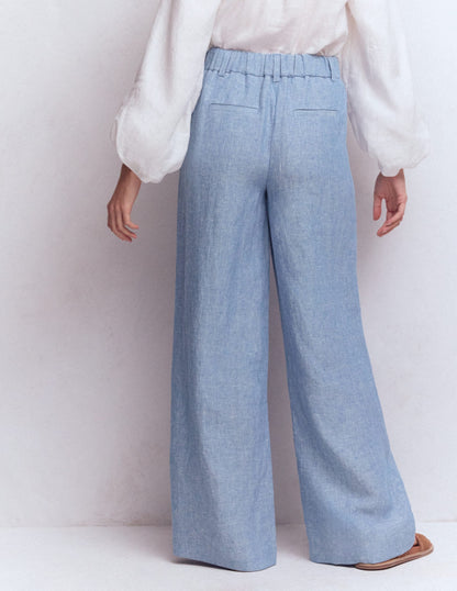 Kensington Linen Pants-Blue Chambray