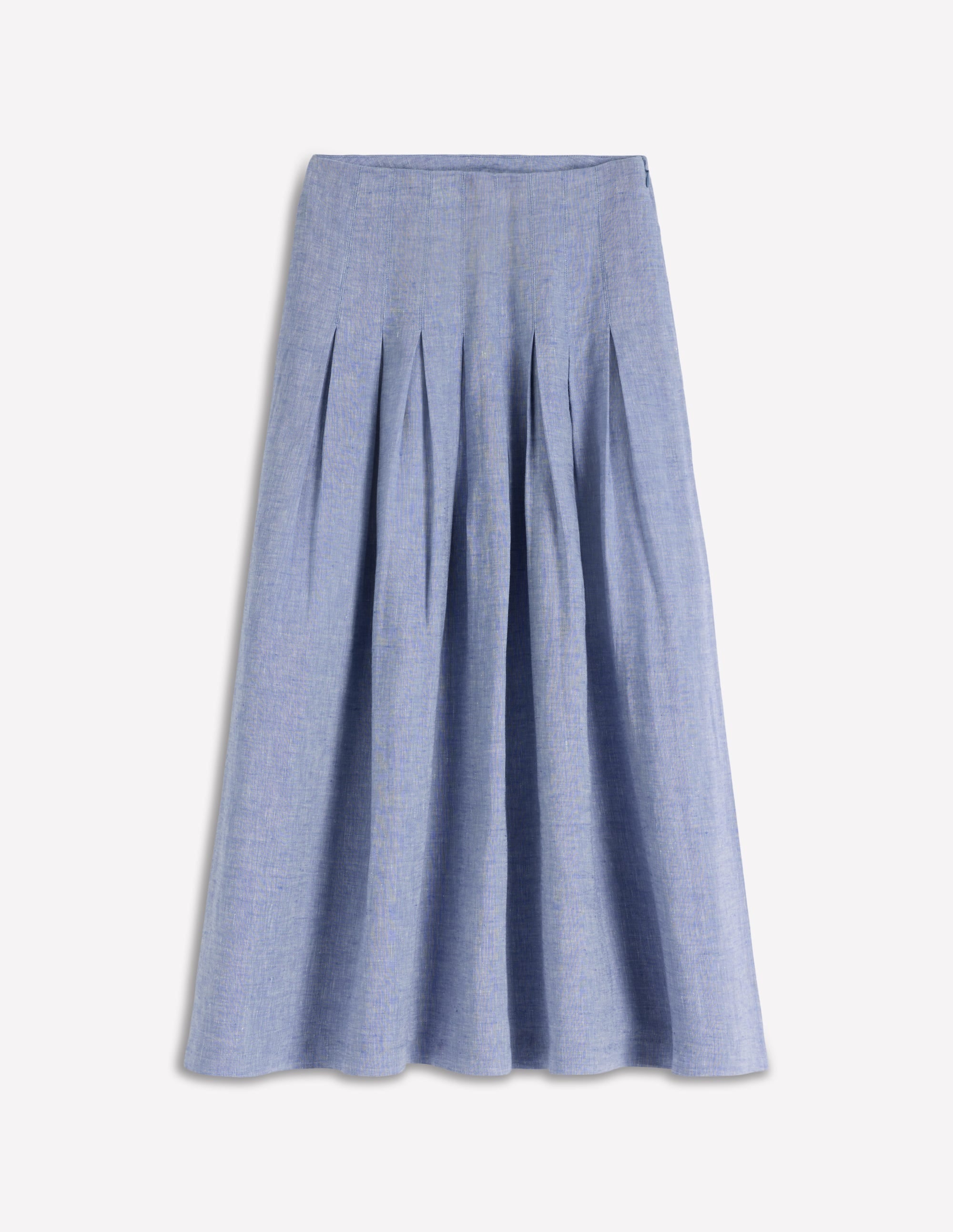 Valentina Linen Skirt-Blue Chambray