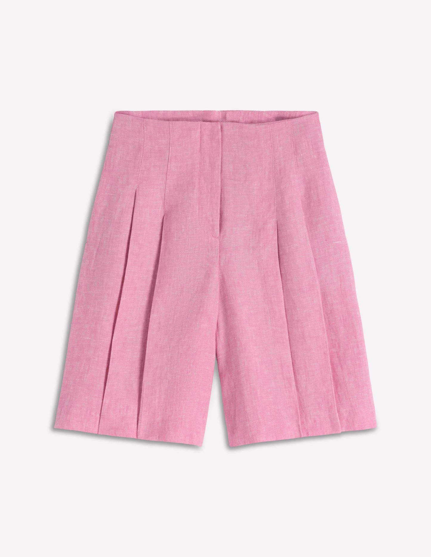 Highbury Pleated Linen Shorts-Meadowsweet Pink Chambray