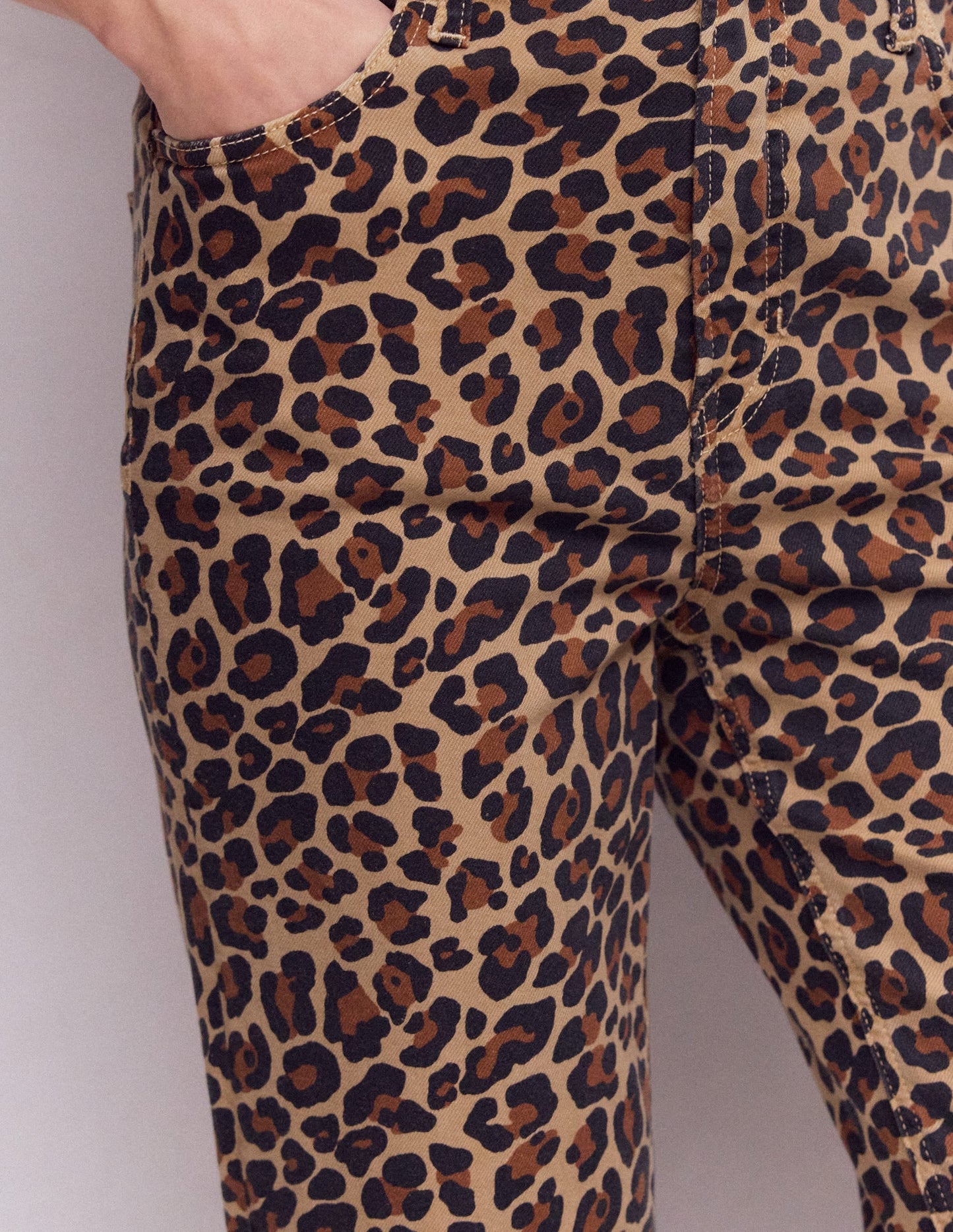 High Rise Straight Jeans-Animal Print