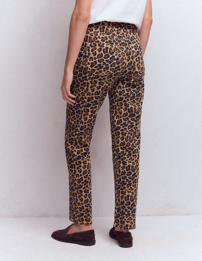 High Rise Straight Jeans-Animal Print