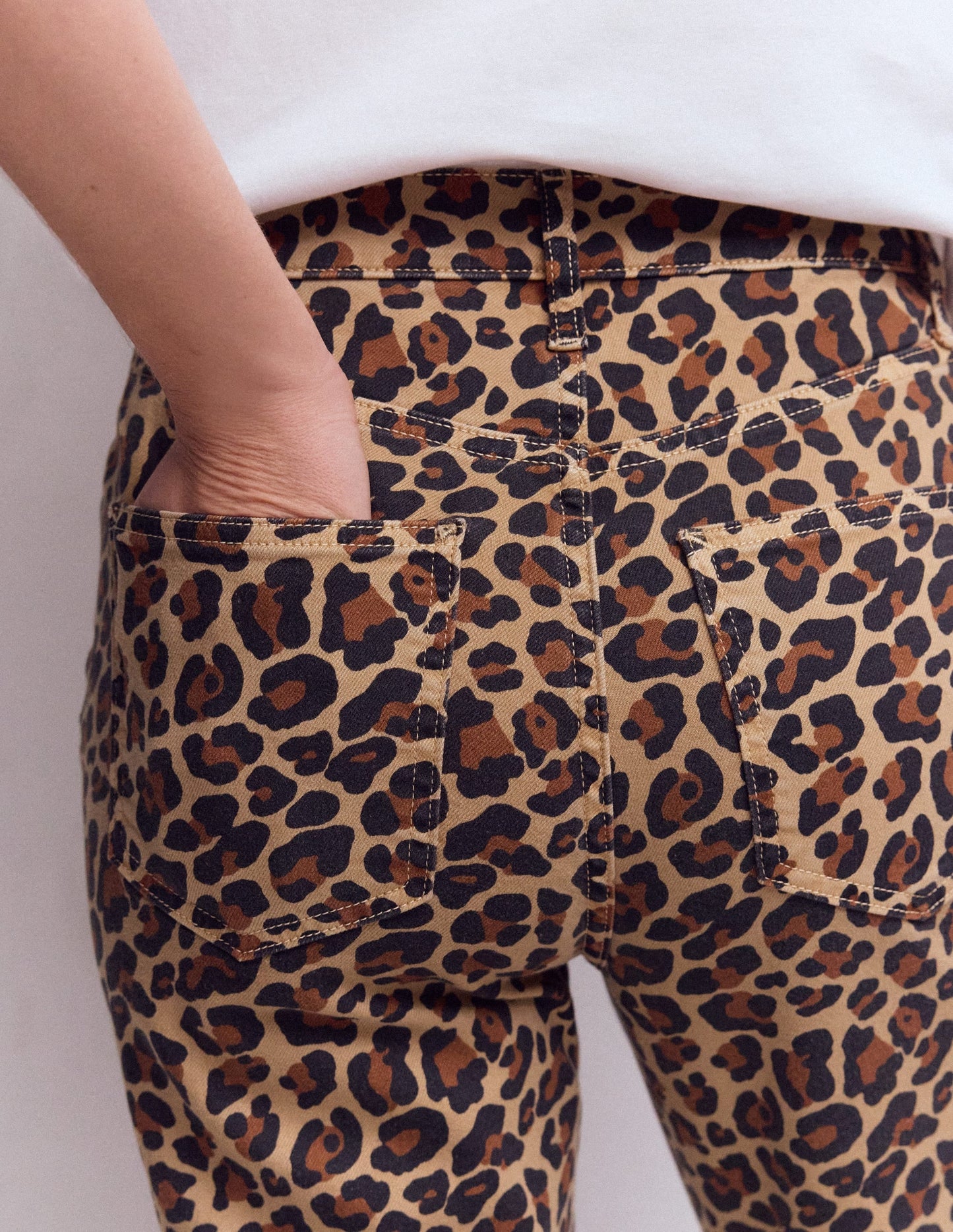 High Rise Straight Jeans-Animal Print