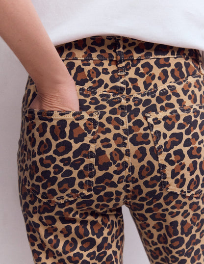 High Rise Straight Jeans-Animal Print