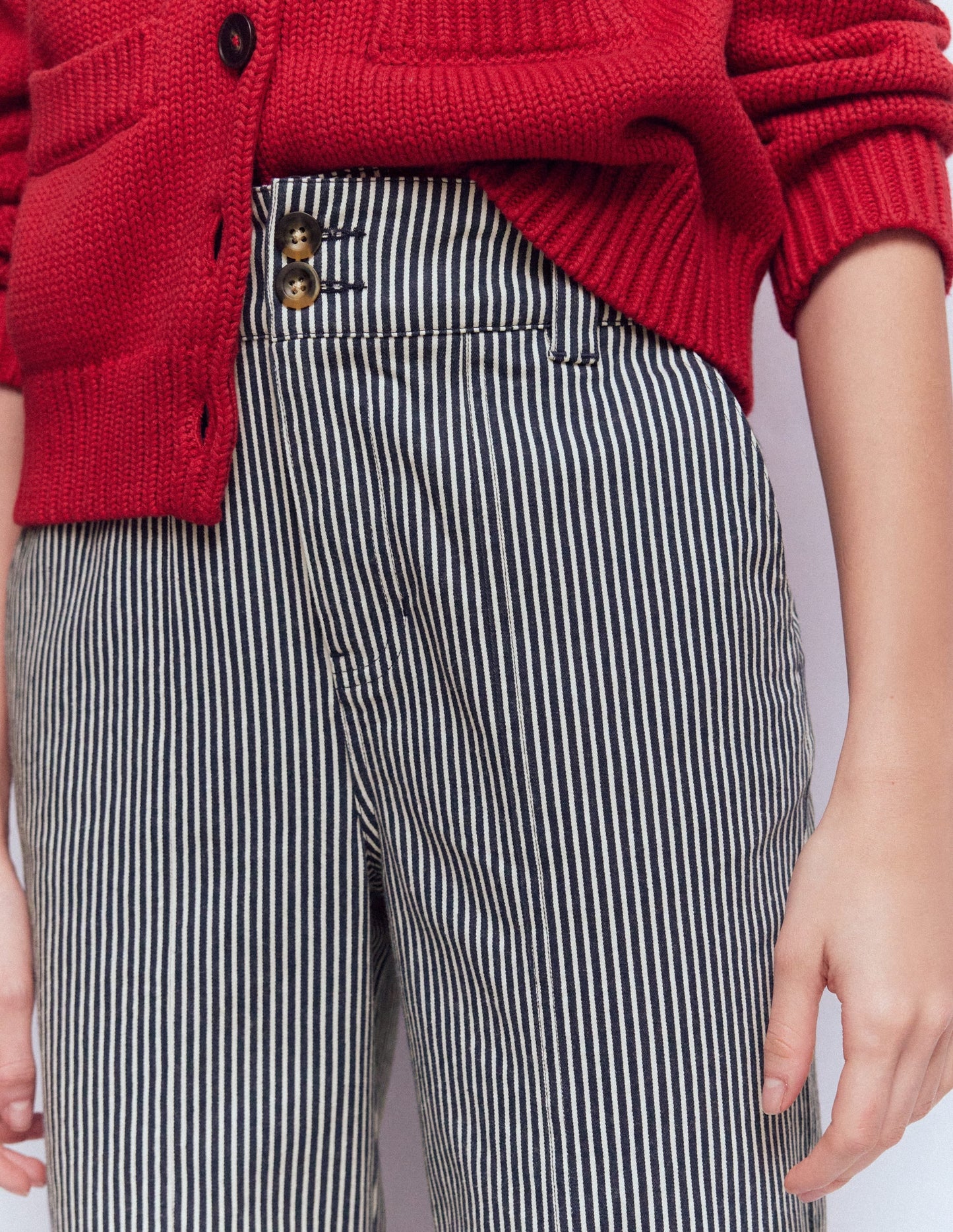 Straight Leg Chino Pants-Blue and Ivory Stripe