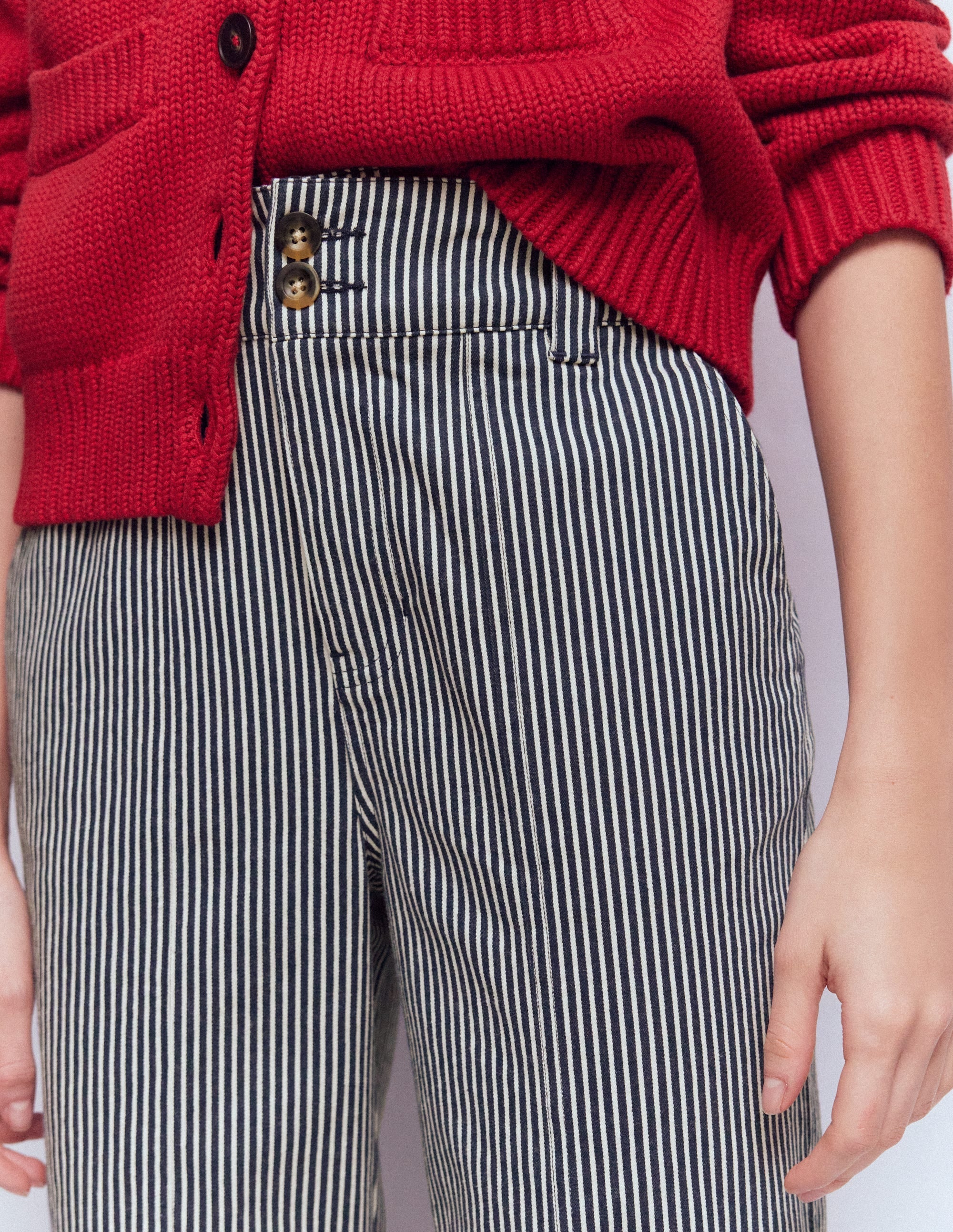 Straight Leg Chino Pants-Blue and Ivory Stripe