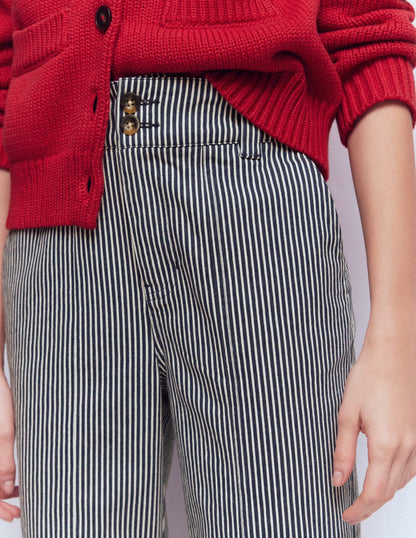 Straight Leg Chino Pants-Blue and Ivory Stripe