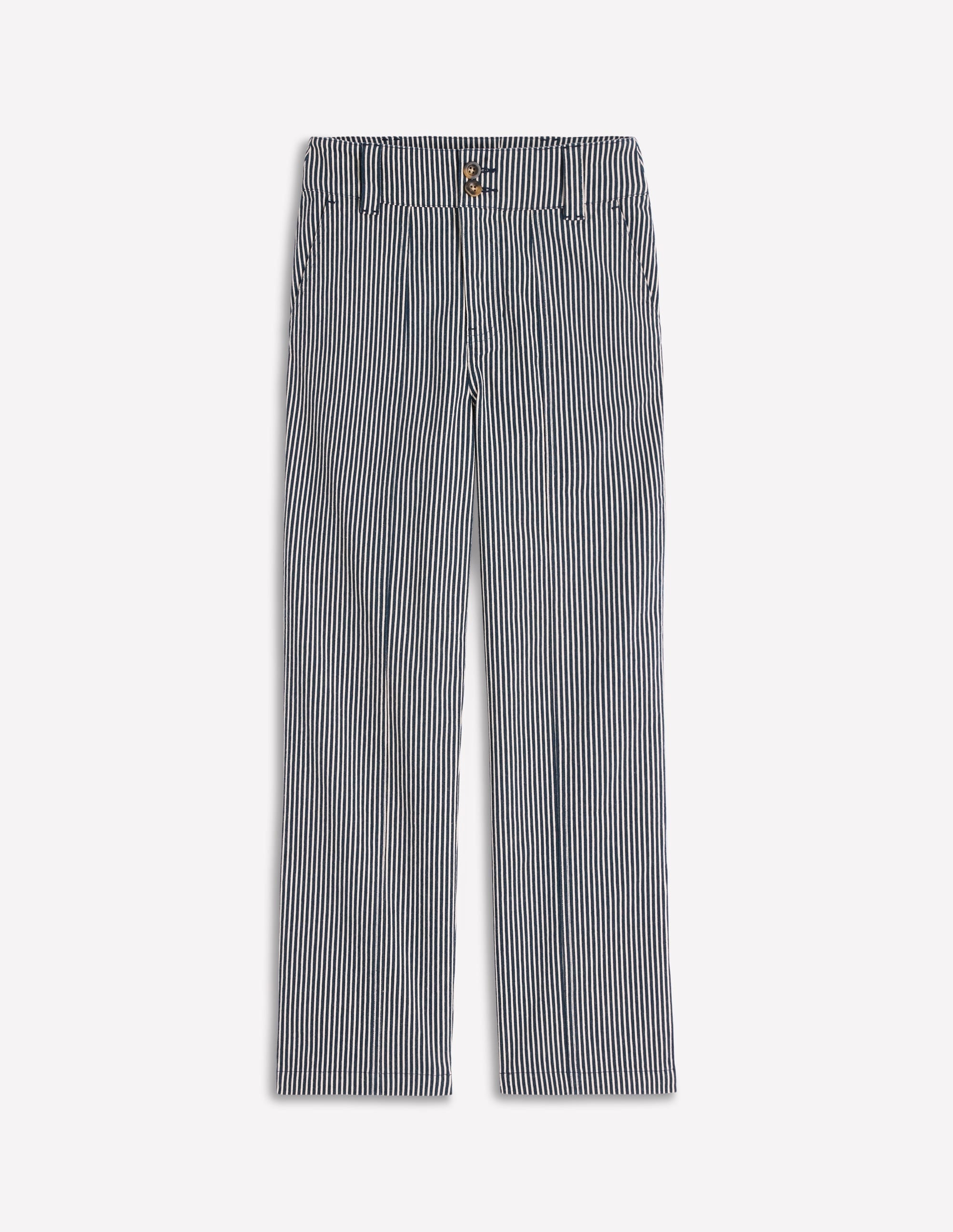 Straight Leg Chino Pants-Blue and Ivory Stripe