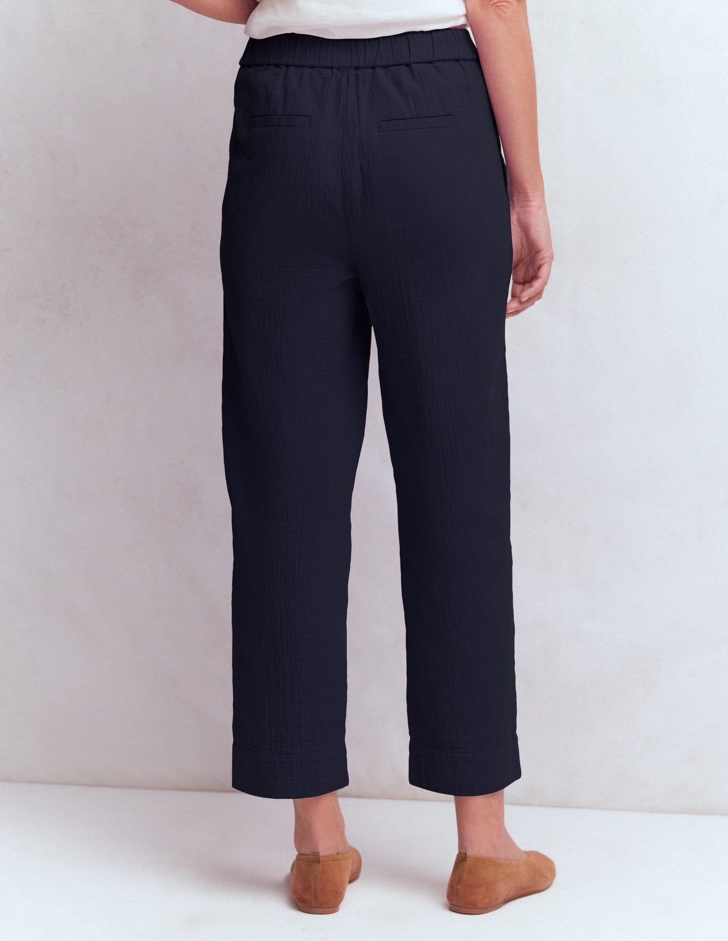 Double Cloth Crop Pants-Navy