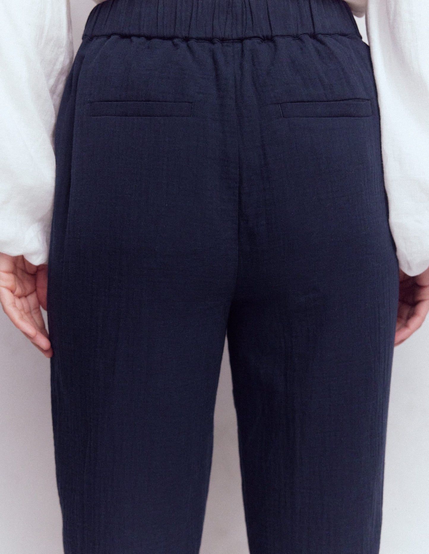 Double Cloth Crop Pants-Navy
