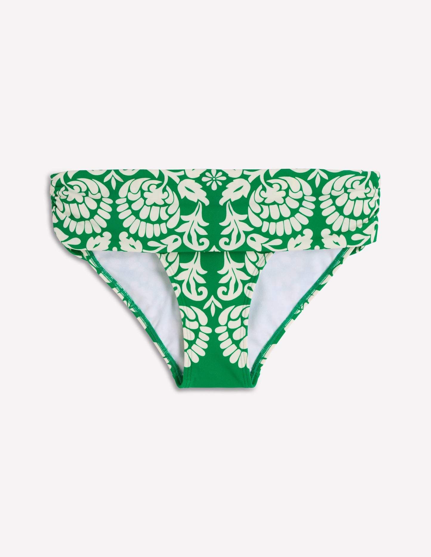 Classic Fold Bikini Bottoms-Rich Emerald, Ornate Floret