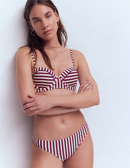 Classic Bikini Bottoms-Chocberry, Ivory Stripe