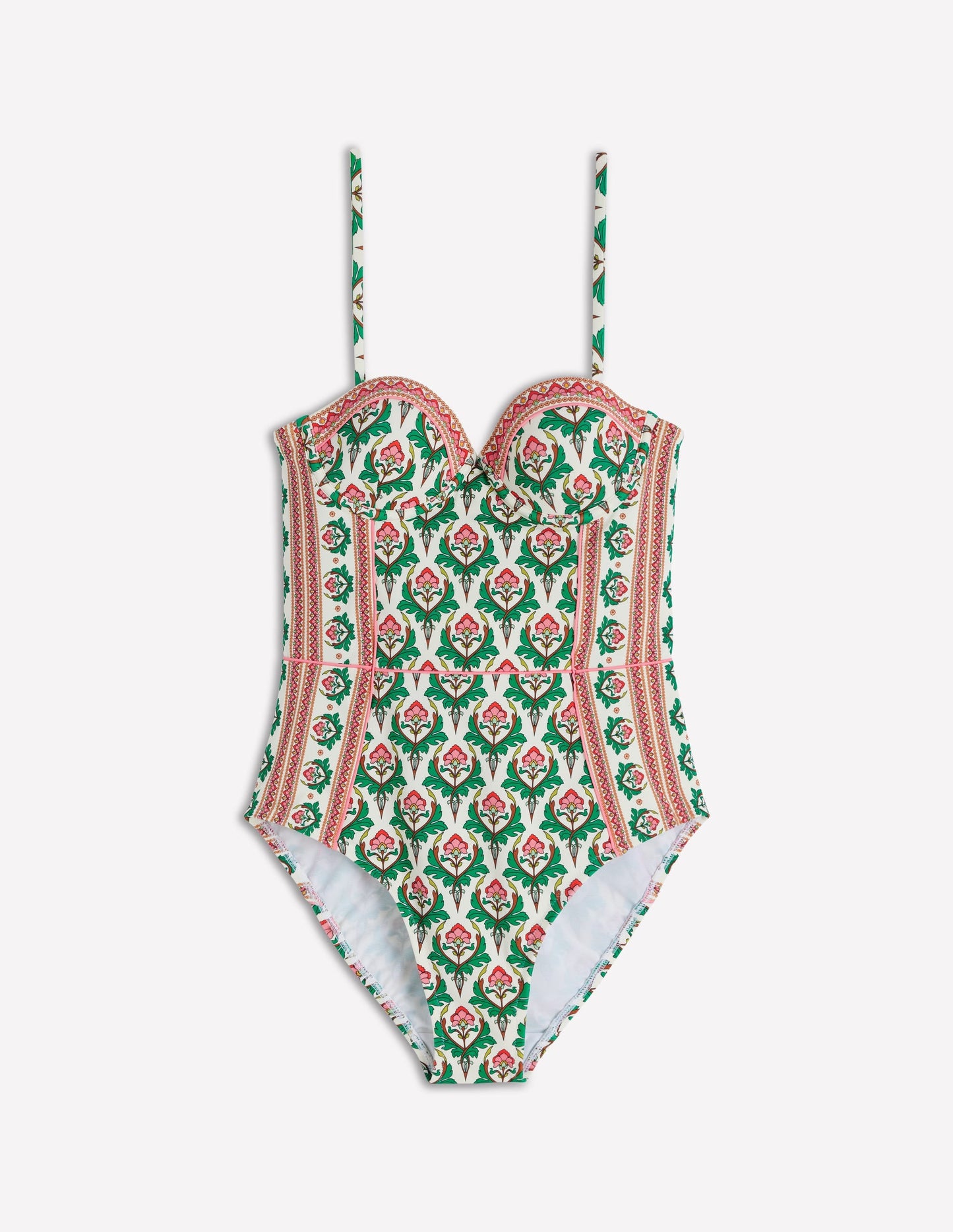 Rhodes Cup Sized Swimsuit-Ivory, Ornamental Stamp