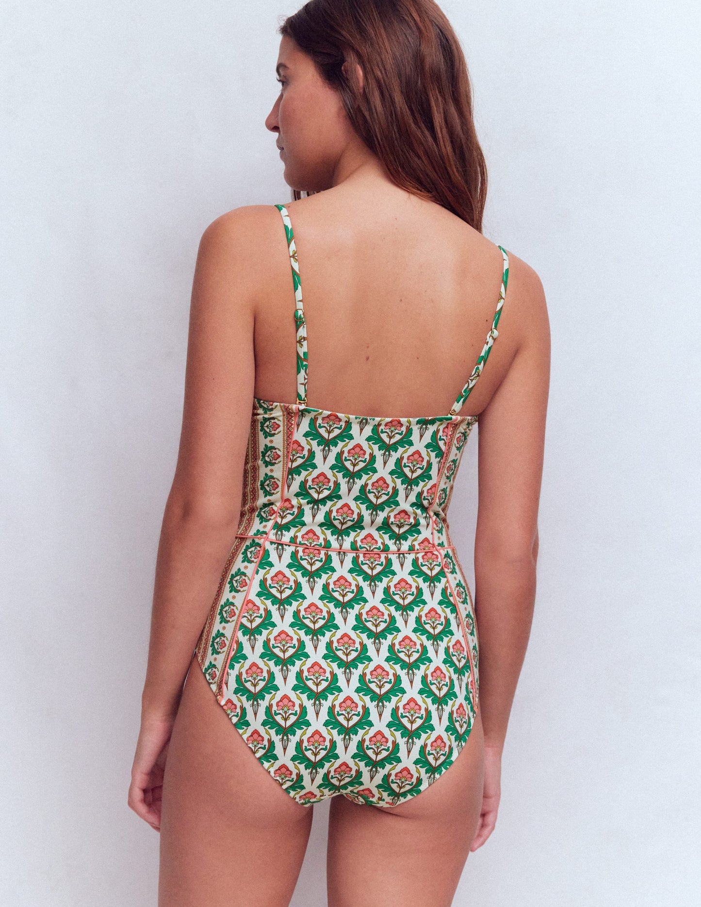 Rhodes Cup Sized Swimsuit-Ivory, Ornamental Stamp