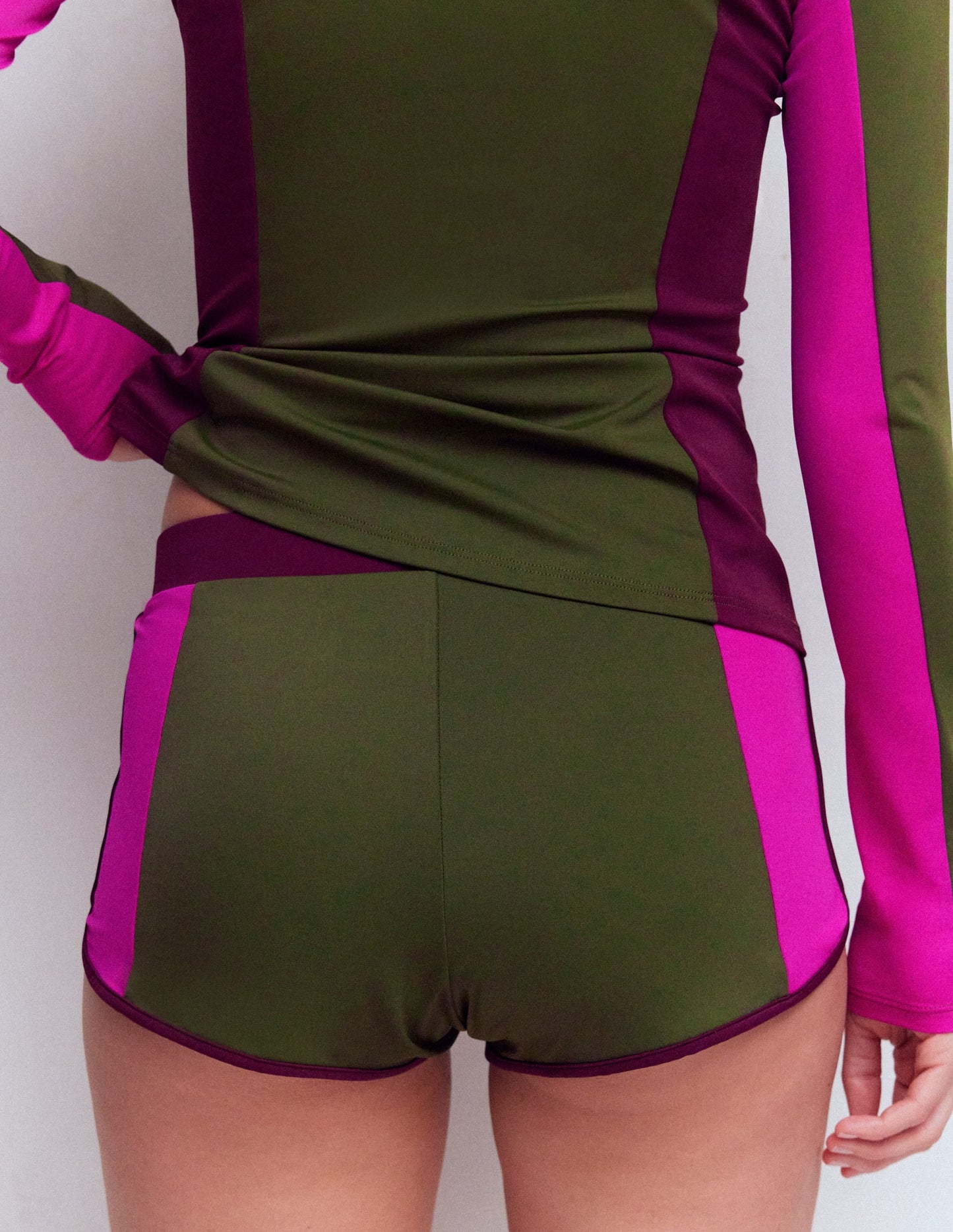 Rash Guard Swim Shorts-Khaki, Colourblock