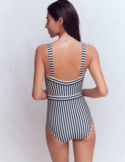 Clean Sweetheart Swimsuit-Navy and Ivory Stripe