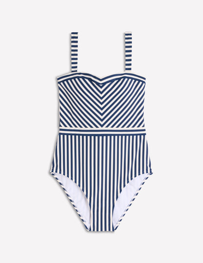 Clean Sweetheart Swimsuit-Navy and Ivory Stripe