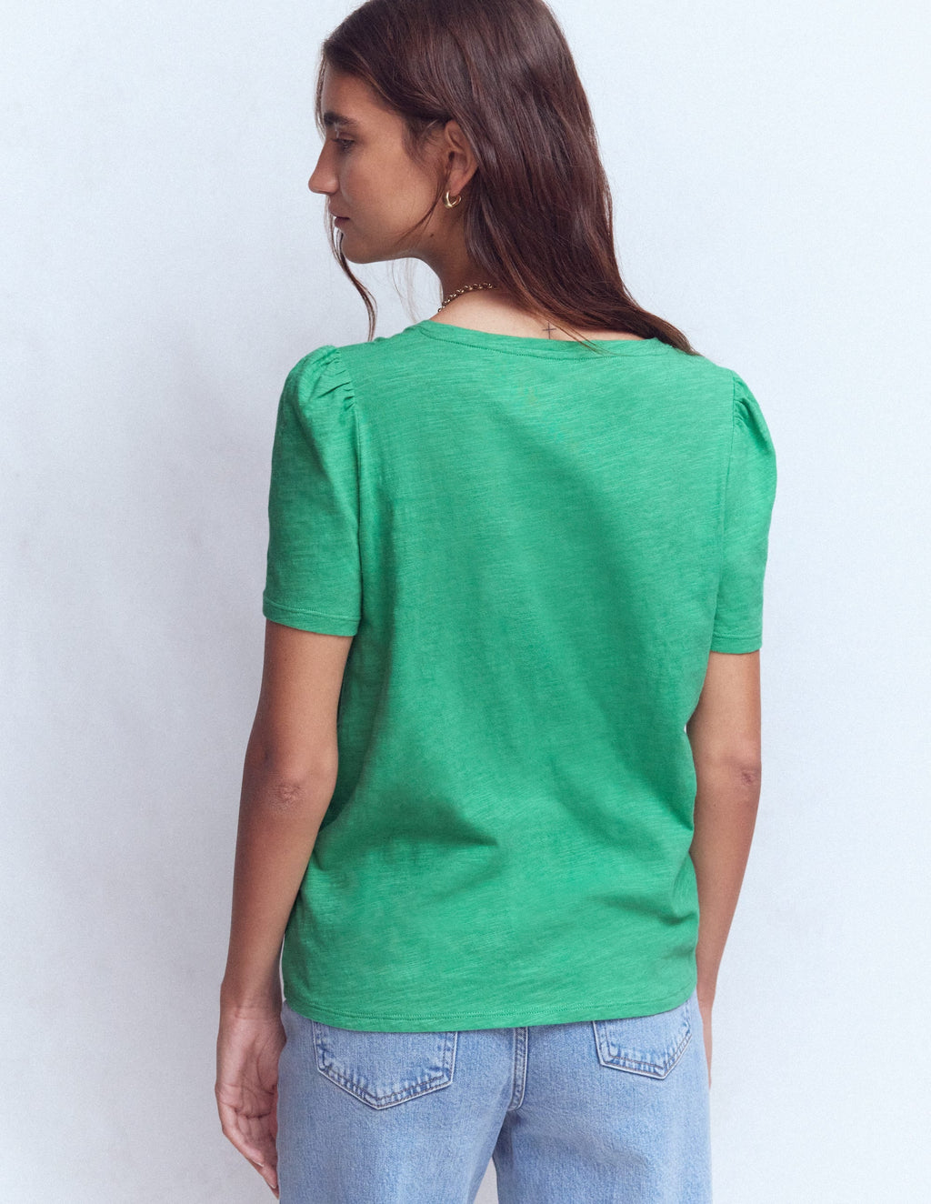 Sophie V-neck Slub T-shirt-Aloe Green