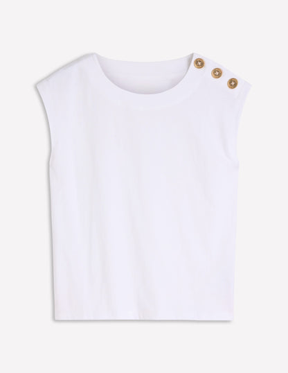 Button Detail T-Shirt-White