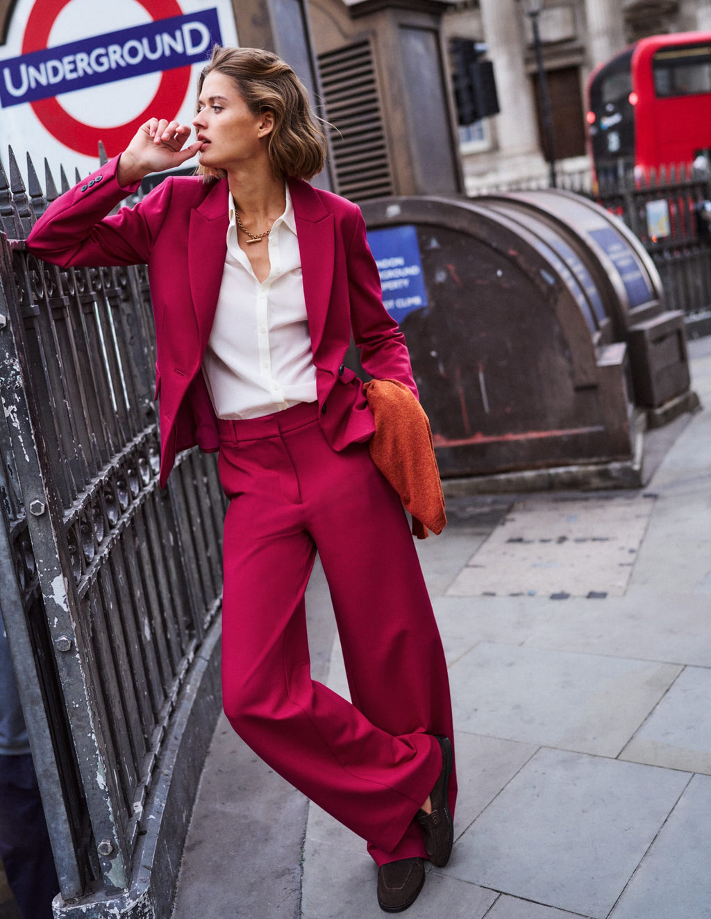 Marylebone Ponte Blazer-Pomegranate