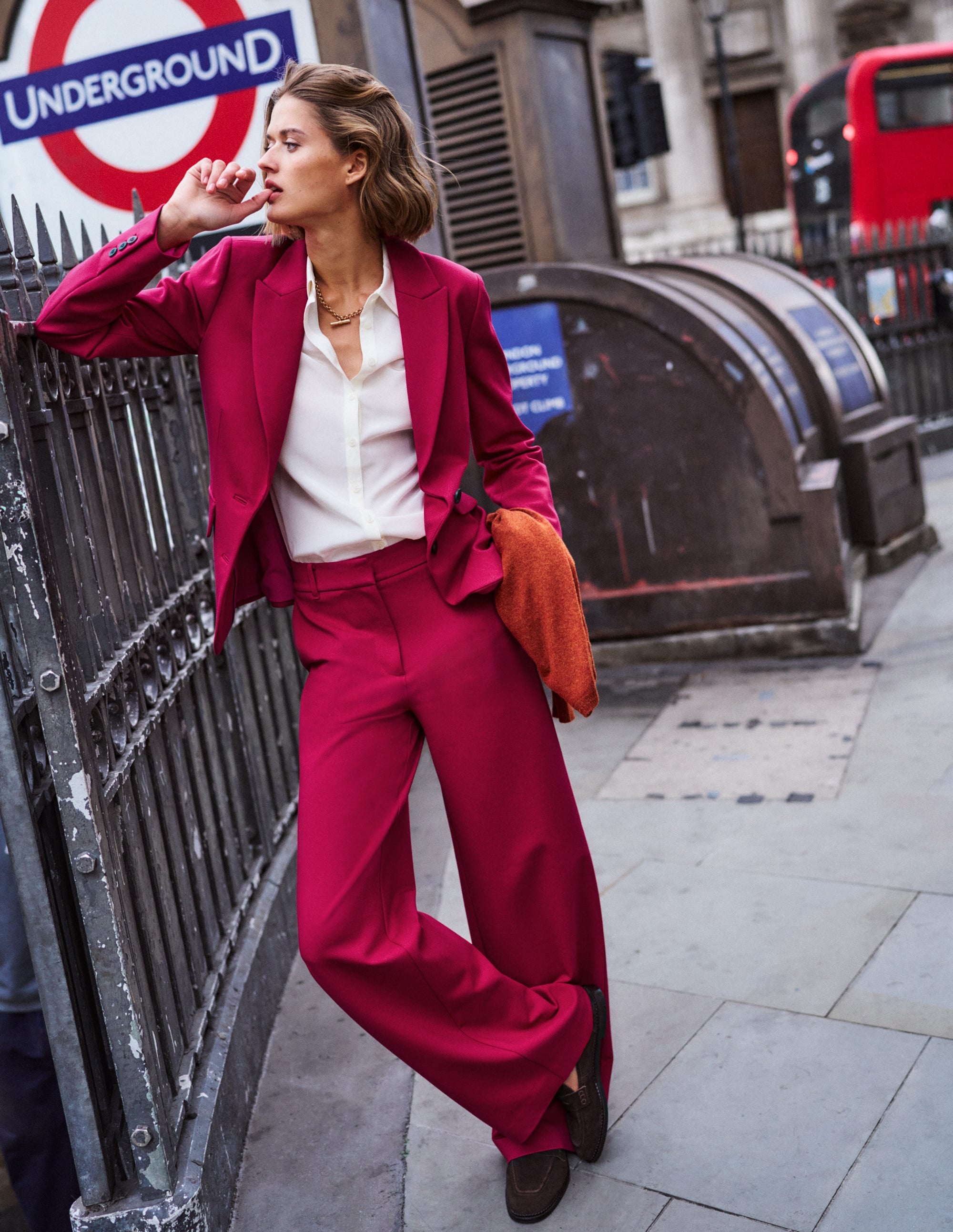 Marylebone Ponte Blazer-Pomegranate