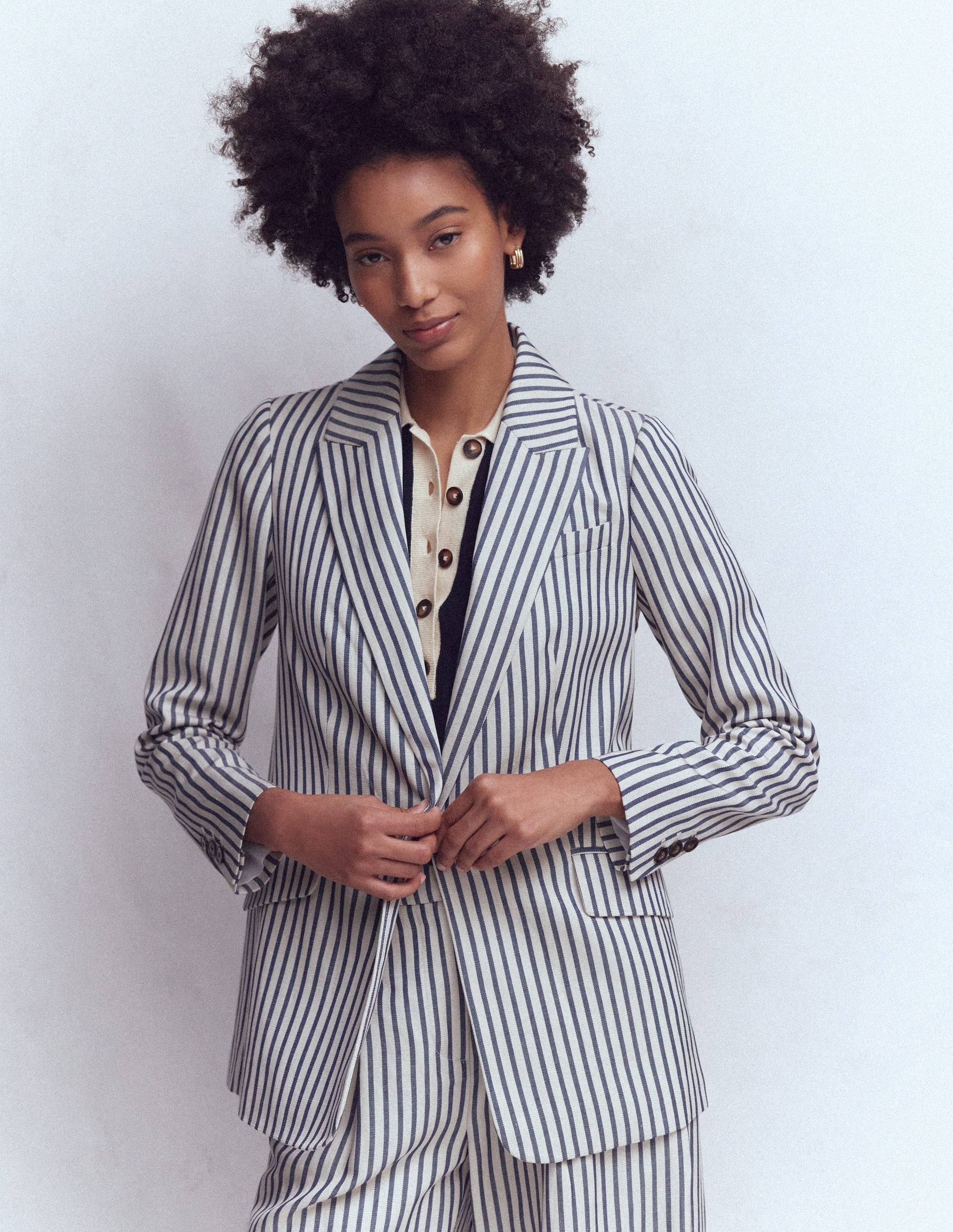 Woodbridge Relaxed Blazer-Blue and Ivory Stripe