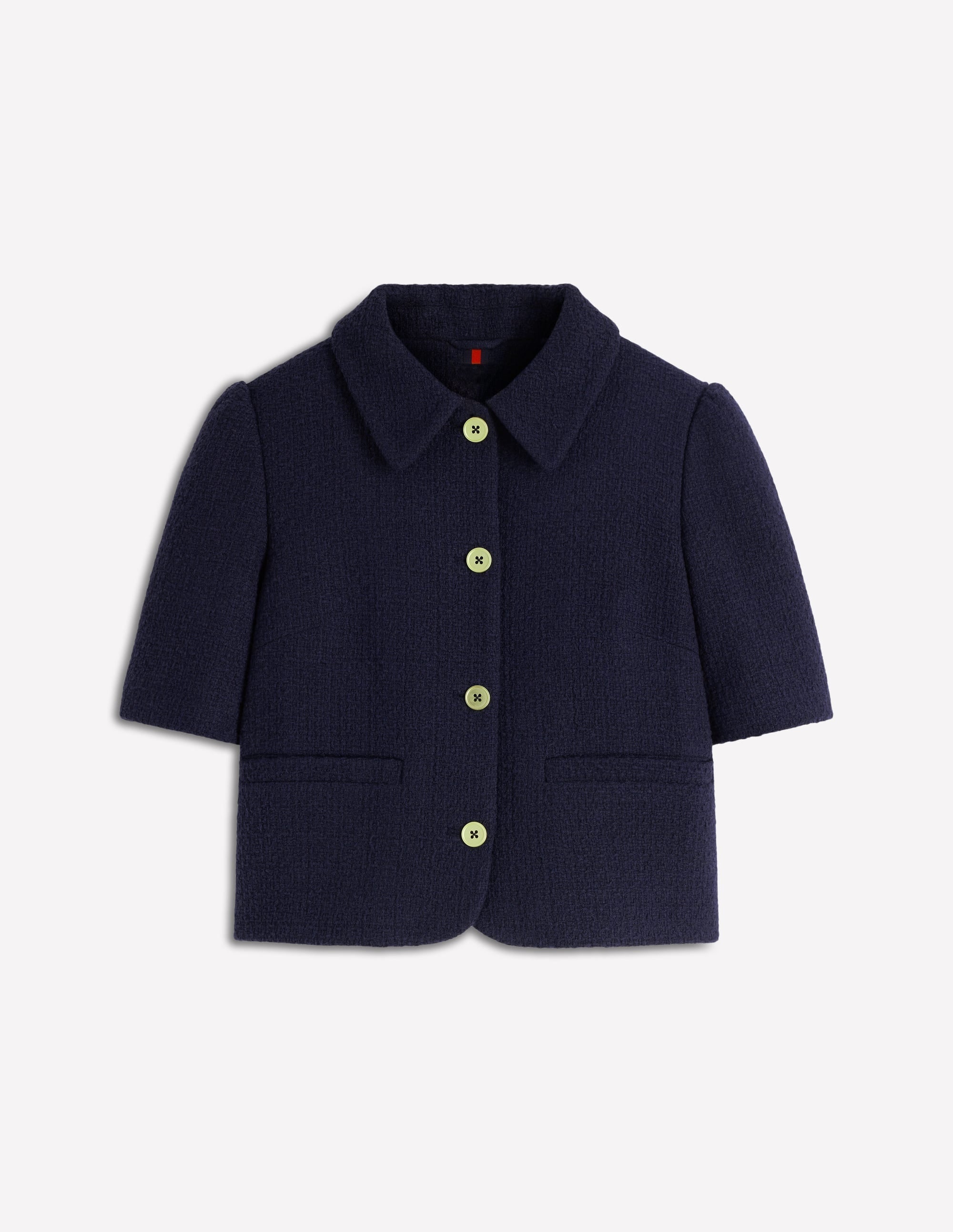 Short Sleeve Textured Jacket-Navy