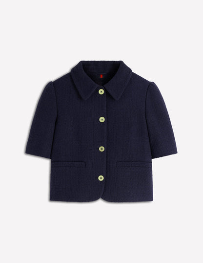 Short Sleeve Textured Jacket-Navy