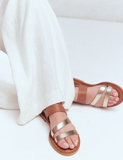 Asymmetric Sandal-Tan/Gold