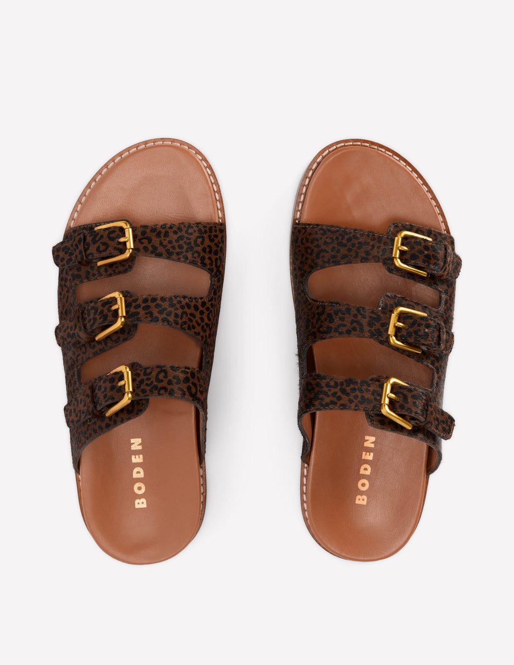 Triple Strap Footbed Sandal-Leopard