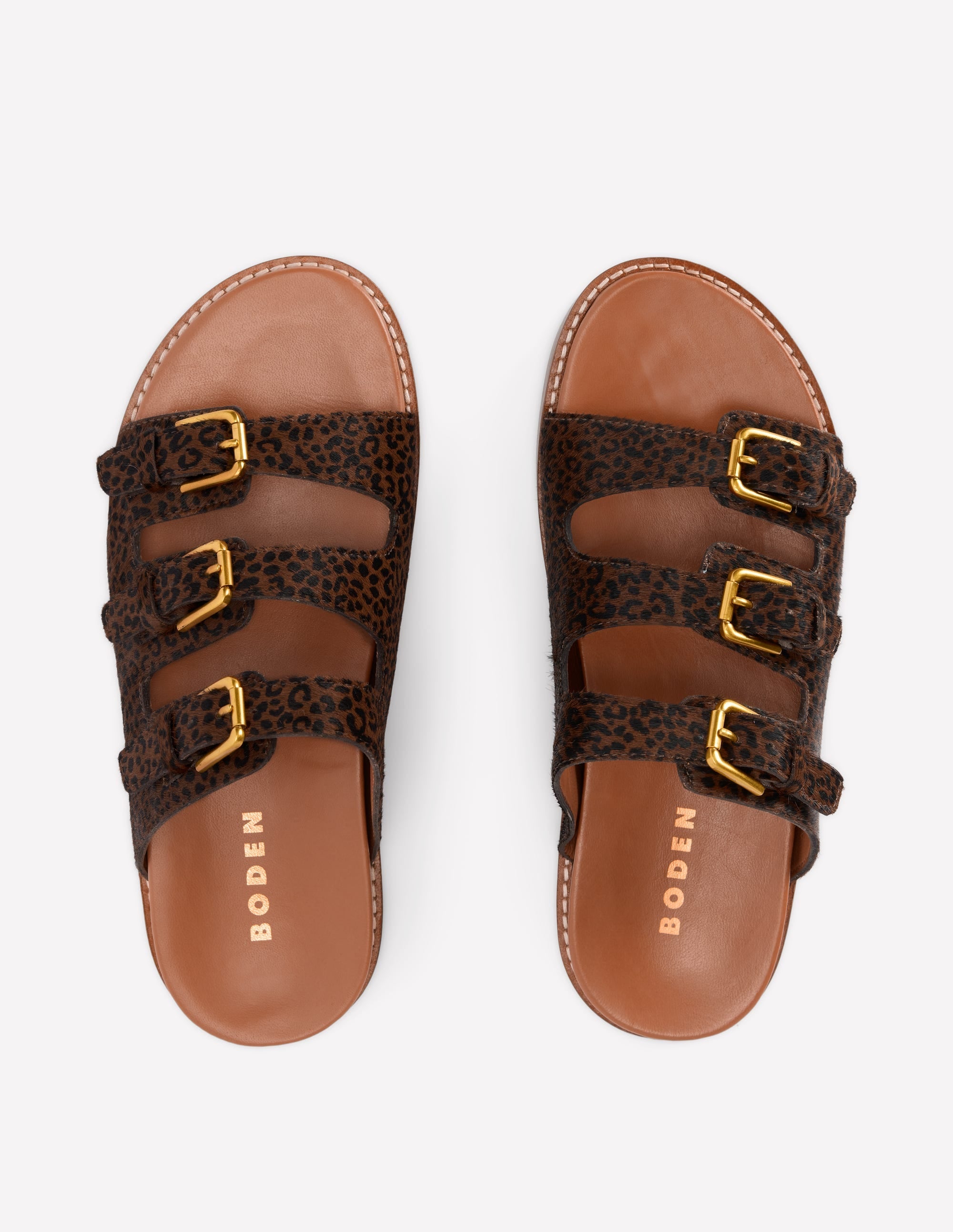 Triple Strap Footbed Sandal-Leopard