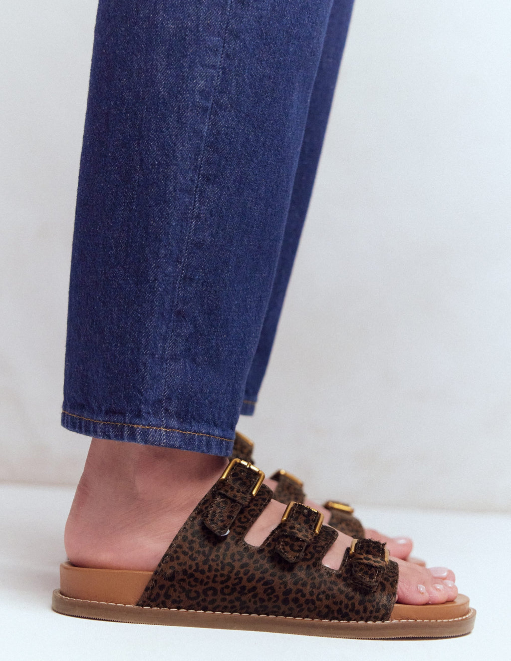 Triple Strap Footbed Sandal-Leopard