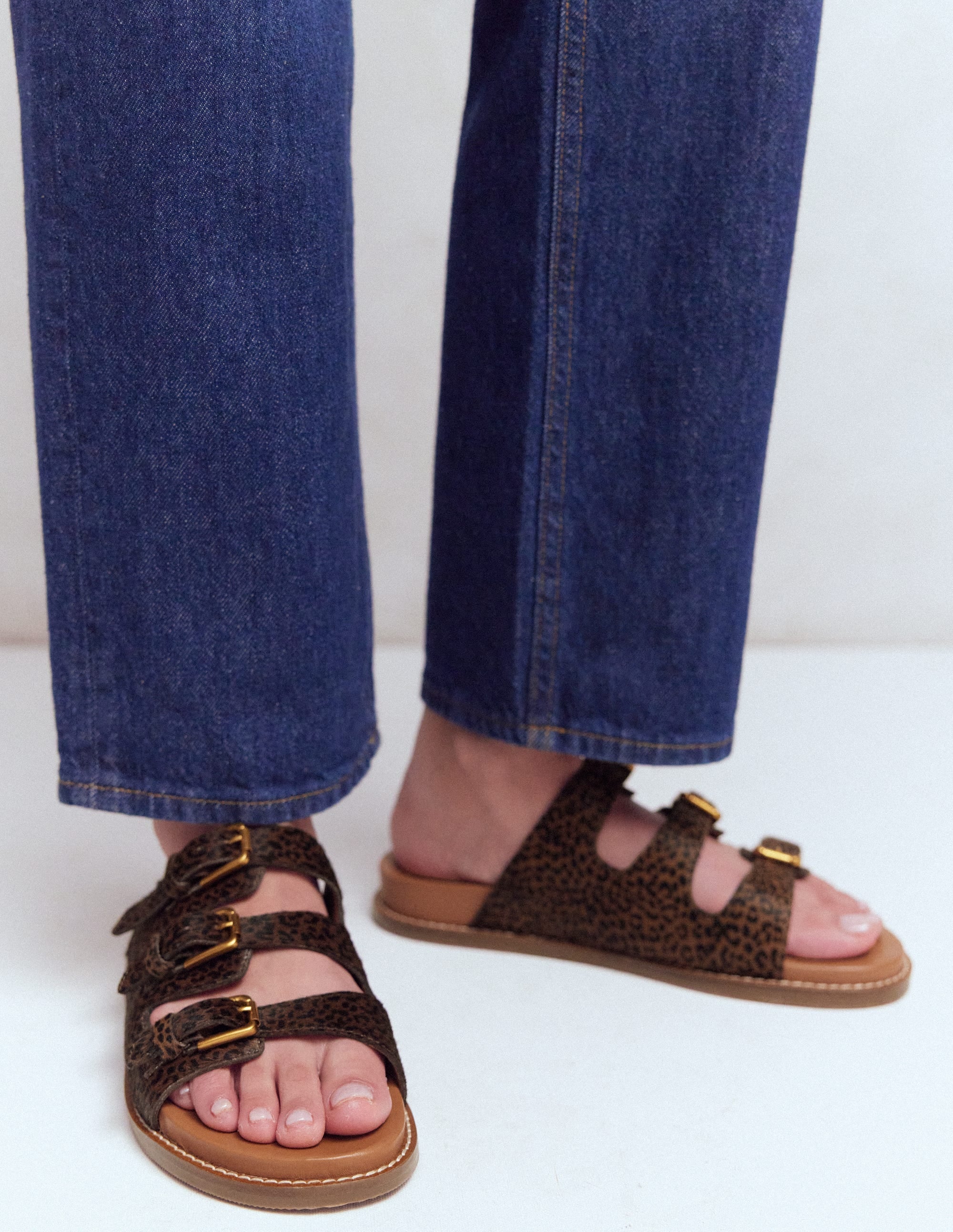 Triple Strap Footbed Sandal-Leopard