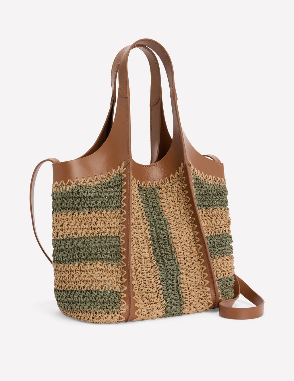 Mini Straw Tote-Khaki/Natural Stripe
