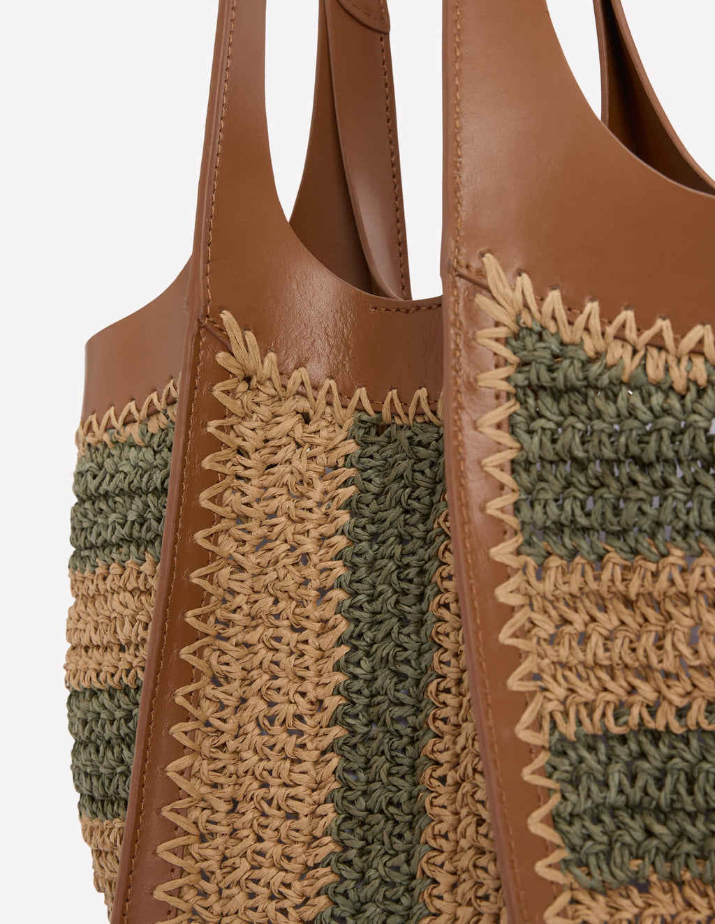 Mini Straw Tote-Khaki/Natural Stripe