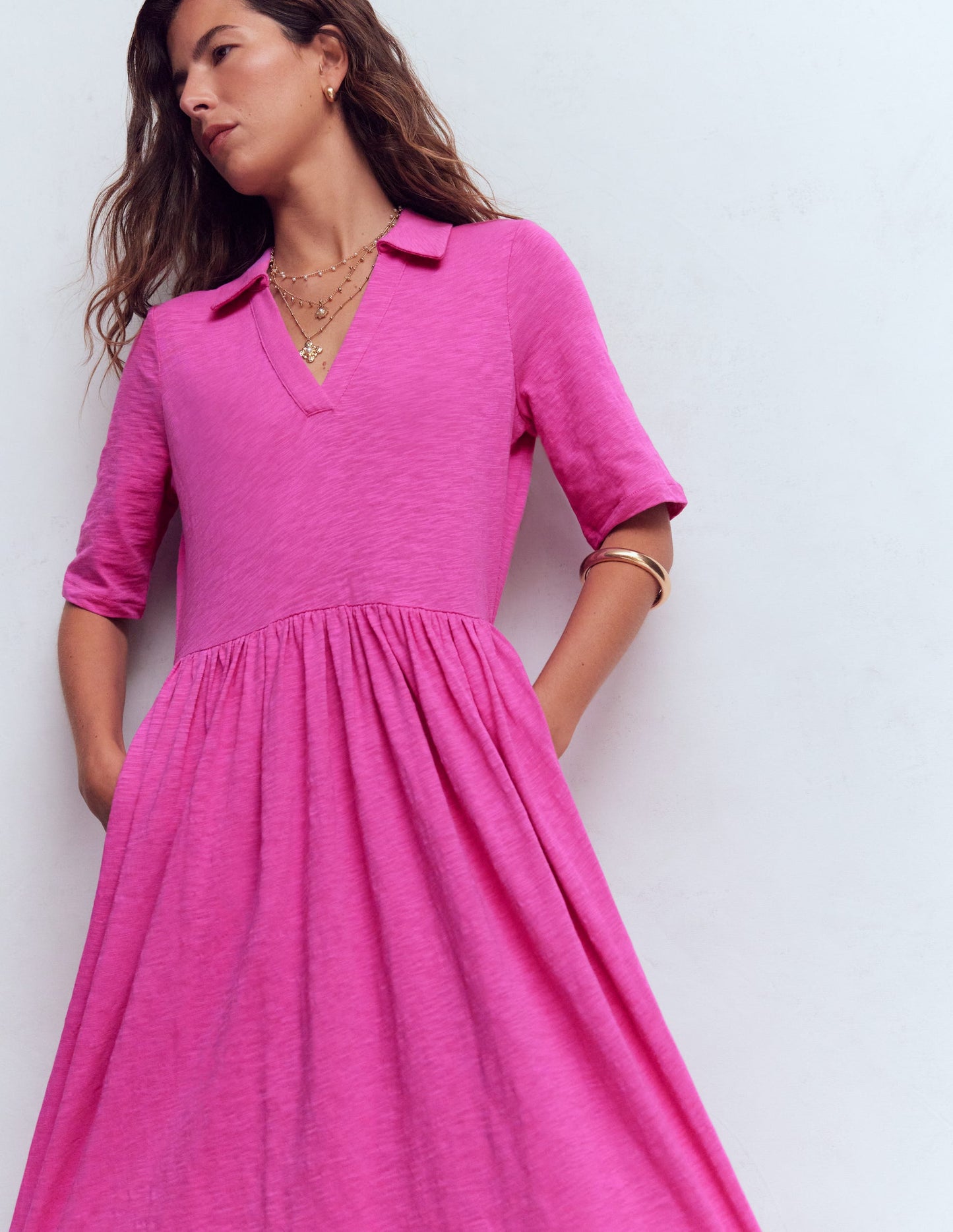 Aria Collared Jersey Dress-Passion Flower