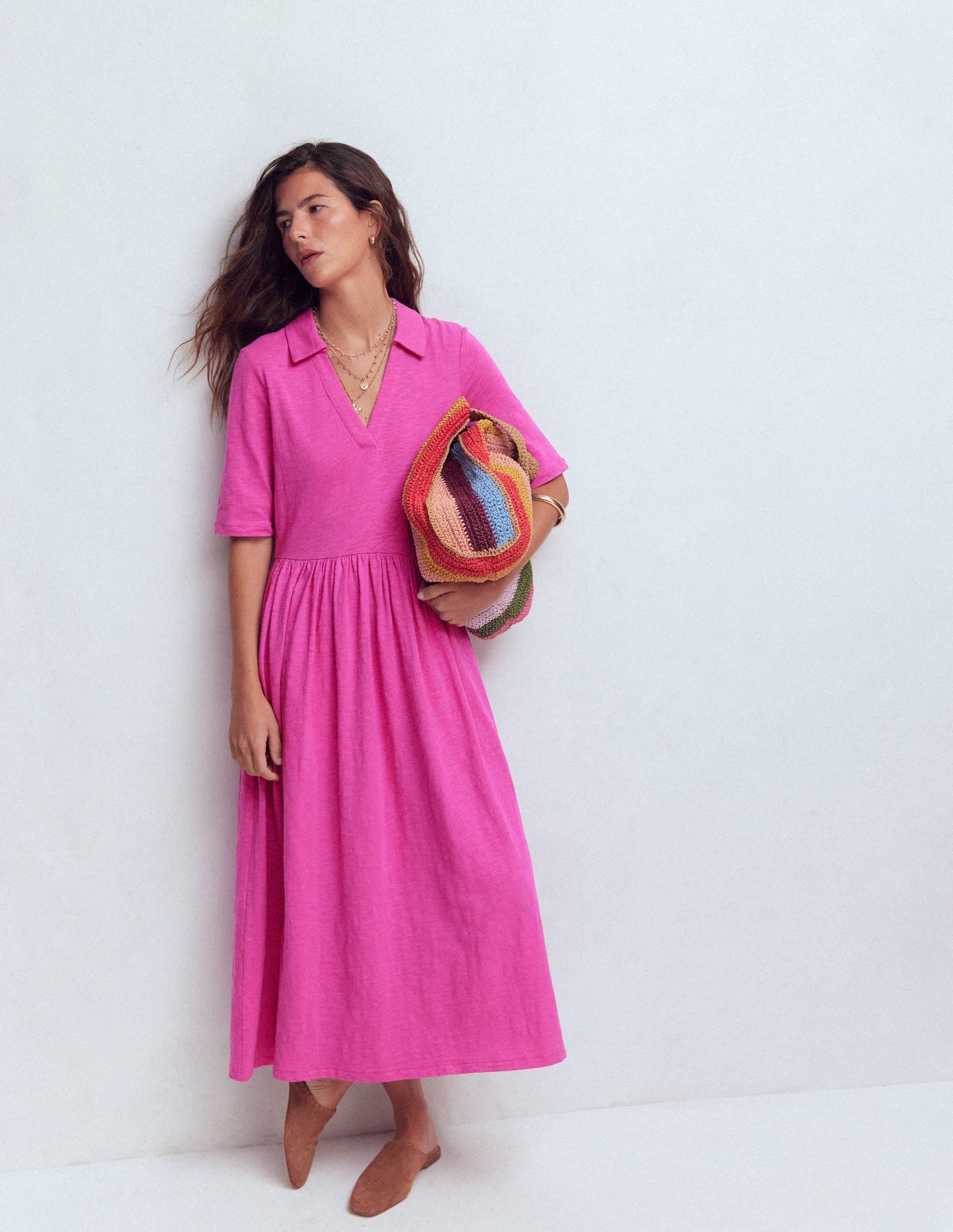 Aria Collared Jersey Dress-Passion Flower