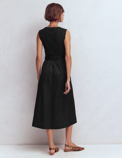 Zip-front Mix Media Dress-Black