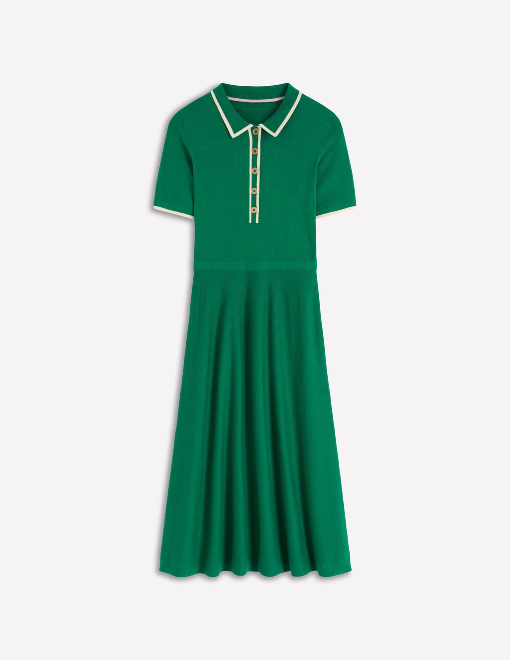 Collared Knitted Midi Dress-Fresh Green