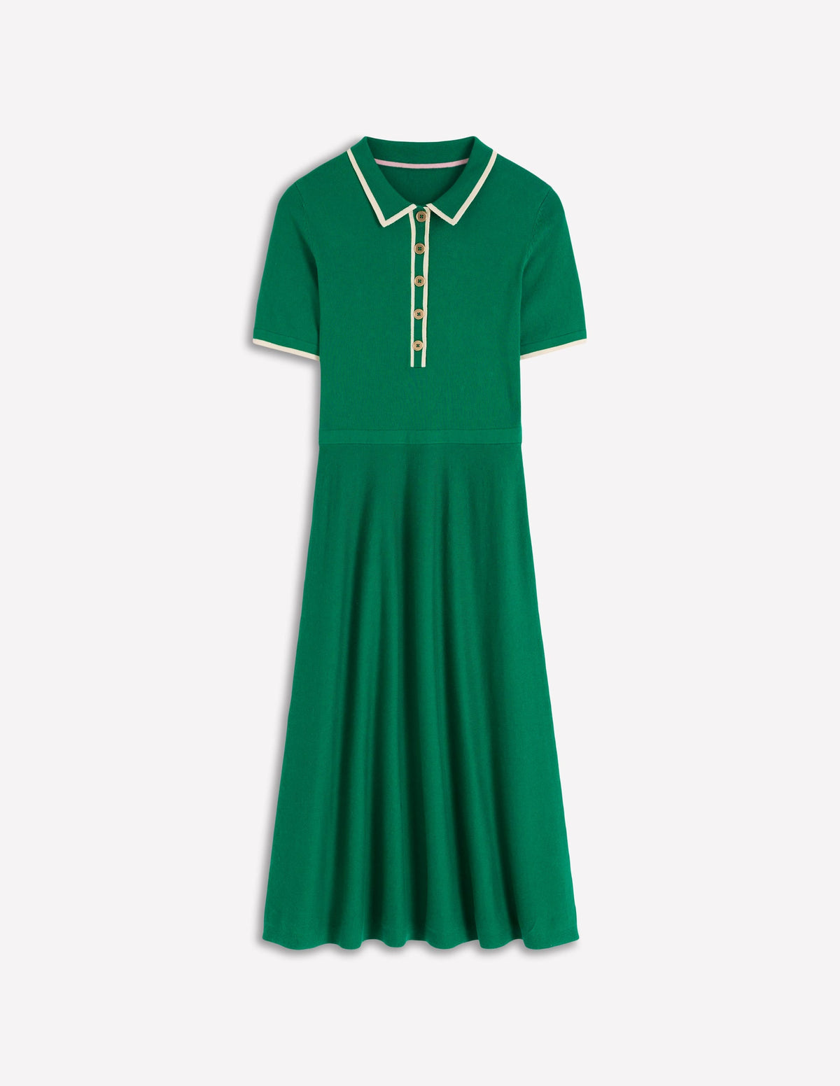 Collared Knitted Midi Dress-Fresh Green