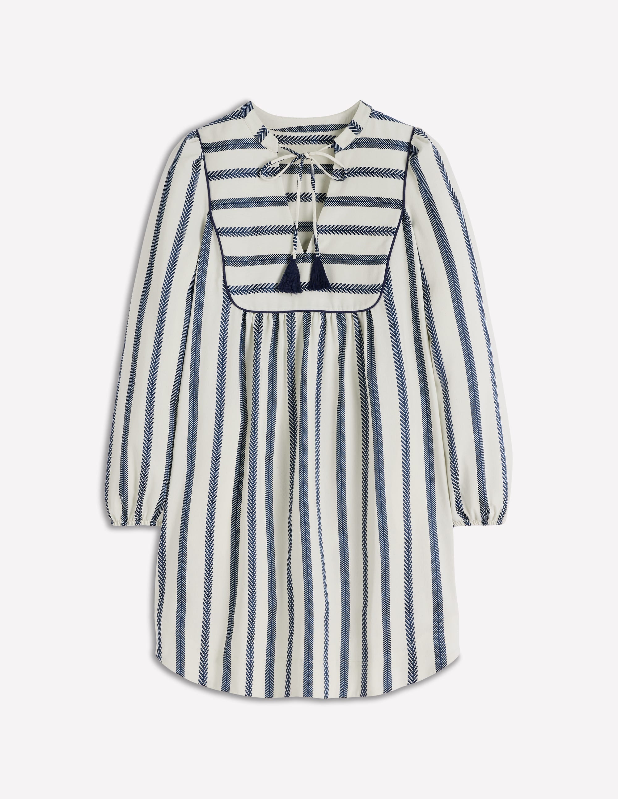 Pia Cotton Yoke Dress-Blue Stripe